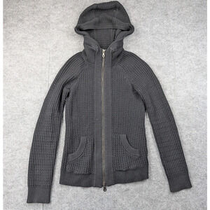 Martin + Osa Hooded Cardigan Womens Small Waffle Knit Angora Rabbit Y2K Anthro